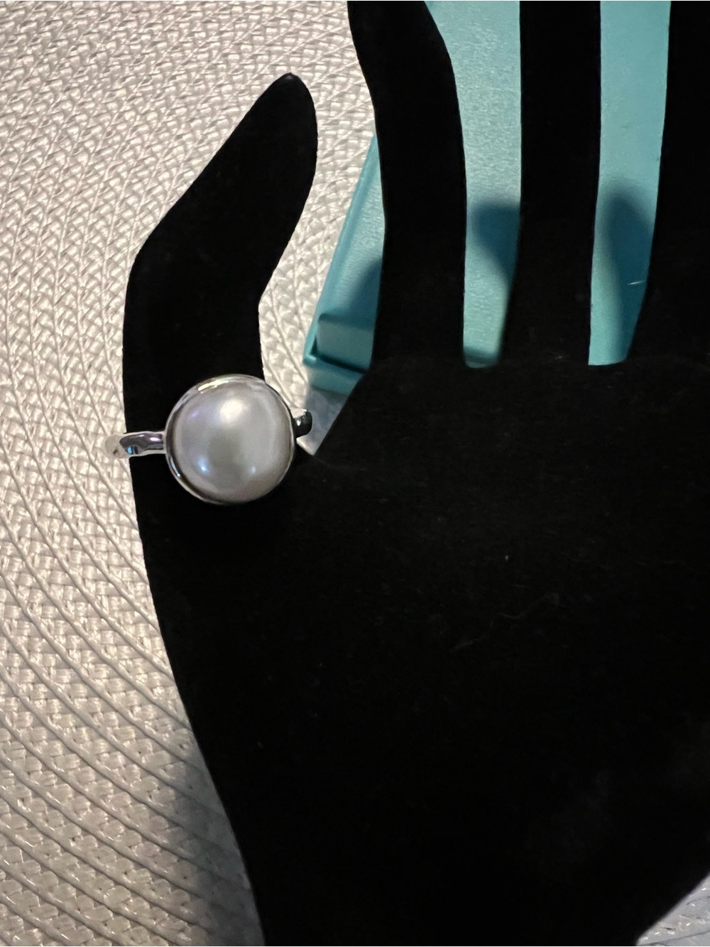 Narural South Sea Pearl Dome 925 Silver Ring - White